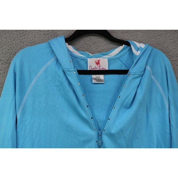 Quaker Factory Hooded Full Zip Cardigan-Rhinestones-Embroidery-Size Large - Picture 2 of 11